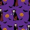 Halloween Vampires Bats and Pumpkins on Purple 100% Cotton Fabric